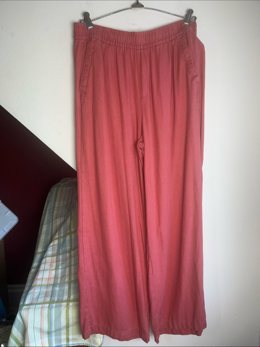 Old Navy Coral High-Rise Linen Blend Wide Leg Pants M